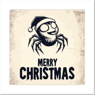 Funny cartoon christmas jumping spider vintage Posters and Art